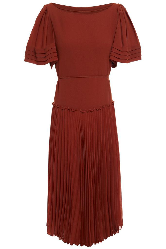 See by Chloé Asymmetric plissé-georgette midi dress