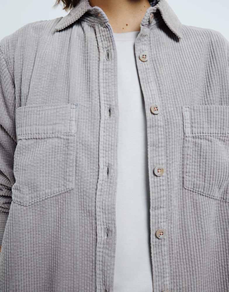 River Island River Island cord relaxed shirt in grey