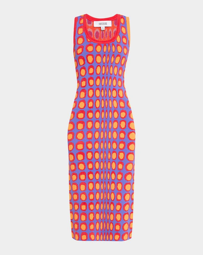 CHRISTOPHER JOHN ROGERS Wiggle Dot Jacquard Midi Tank Dress 1