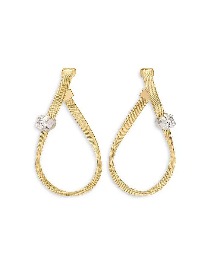 Marco Bicego 18K White & Yellow Gold Marrakech Diamond Chain Link Hoop Earrings