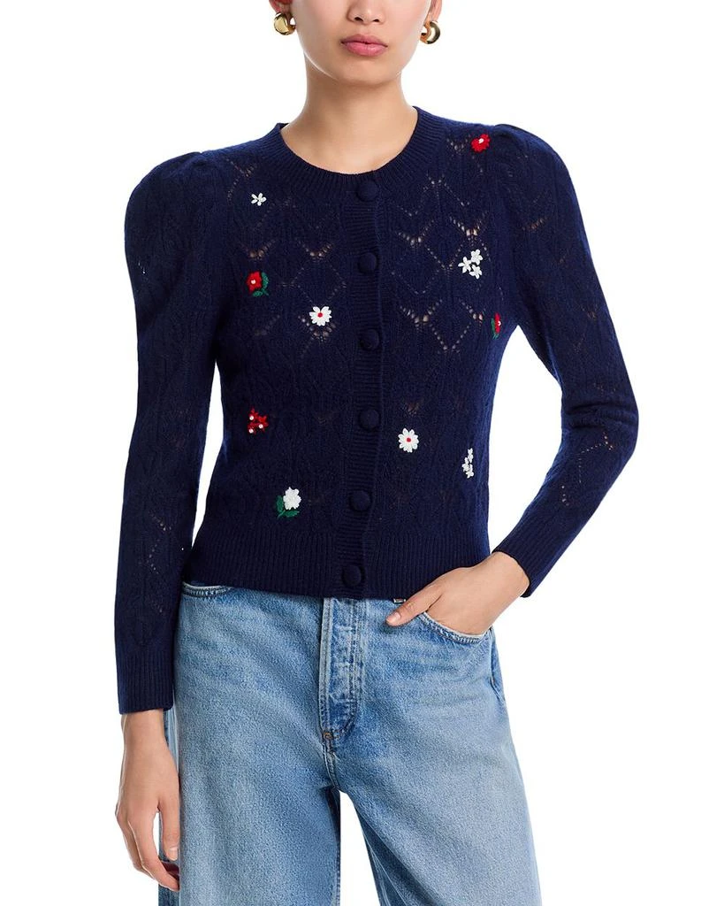 AQUA AQUA 100% Cashmere Crewneck Cardigan Sweater - Exclusive 1