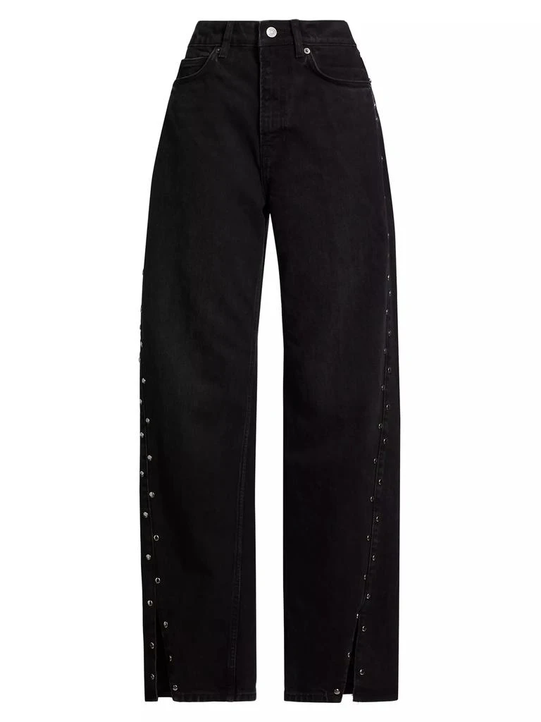 Reformation Cary Studded High-Rise Straight-Leg Jeans 1