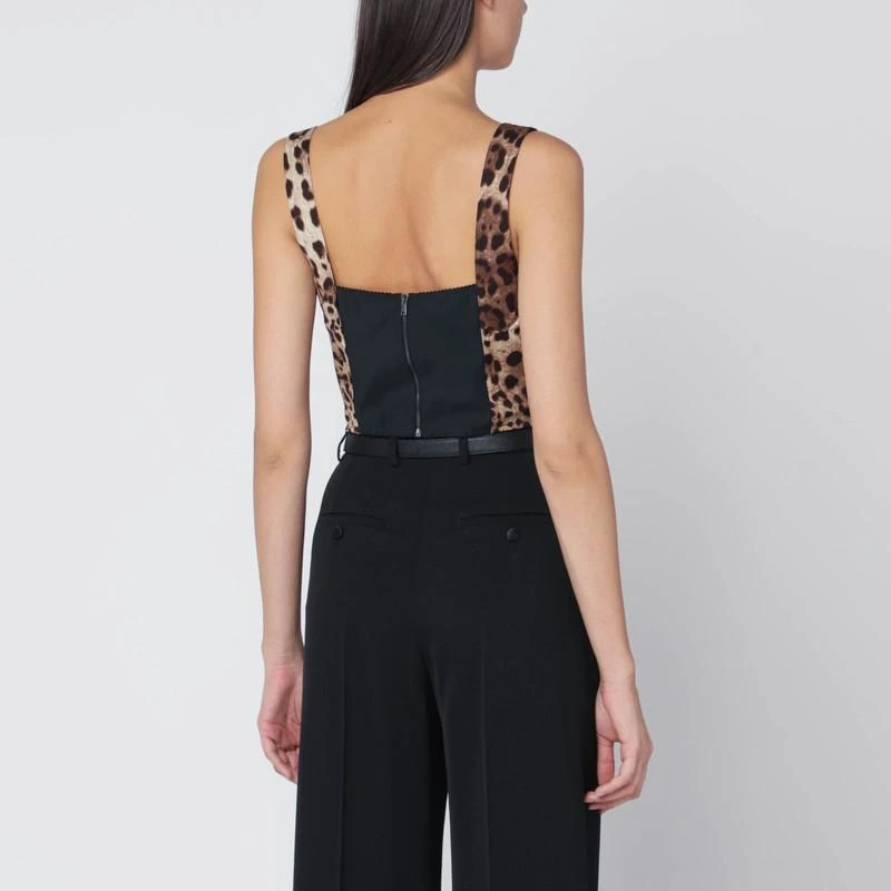 Dolce 
Gabbana Charmeuse bustier with leopard print 3