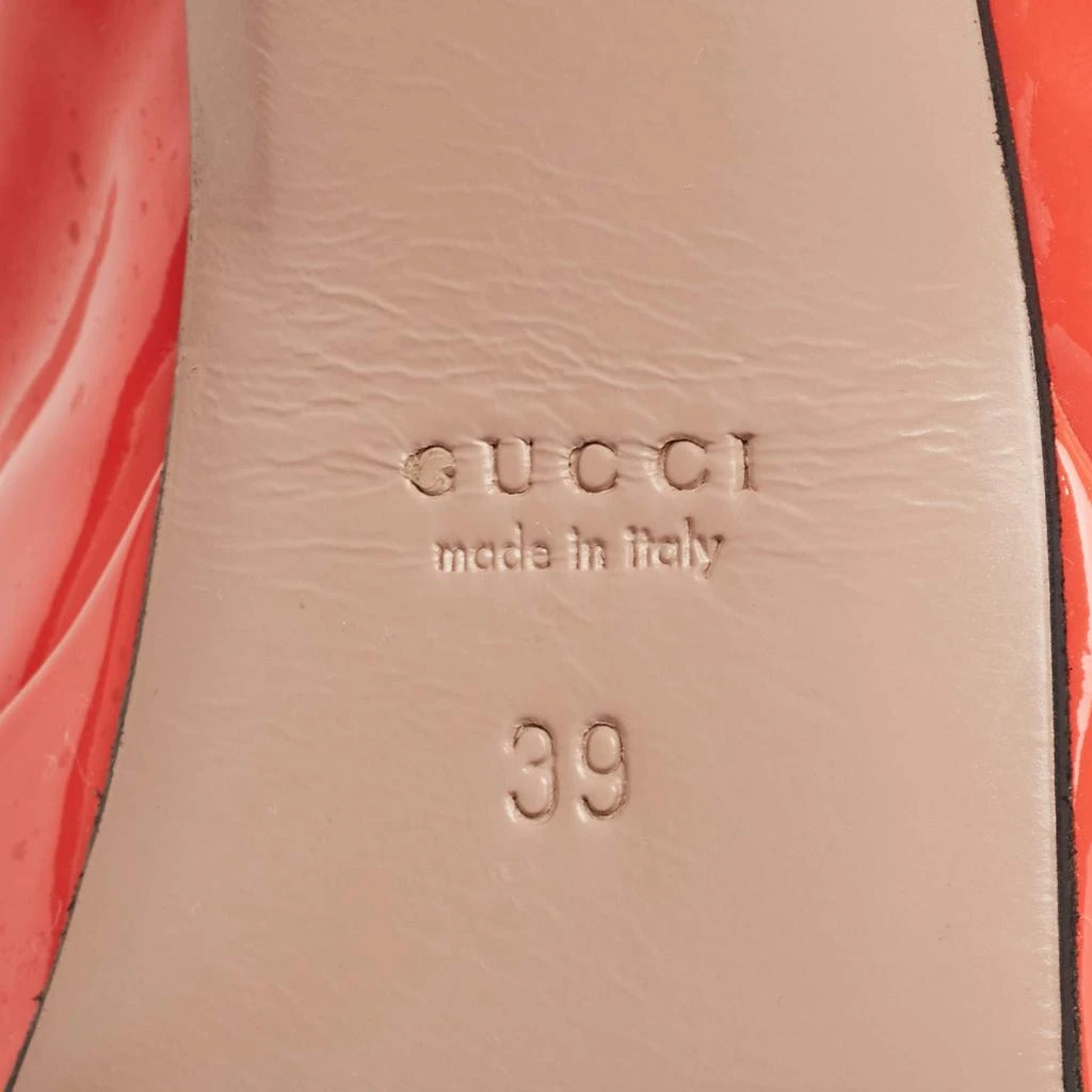 Gucci Gucci Orange Patent Leather Peep Toe Platform Pumps Size 39 8