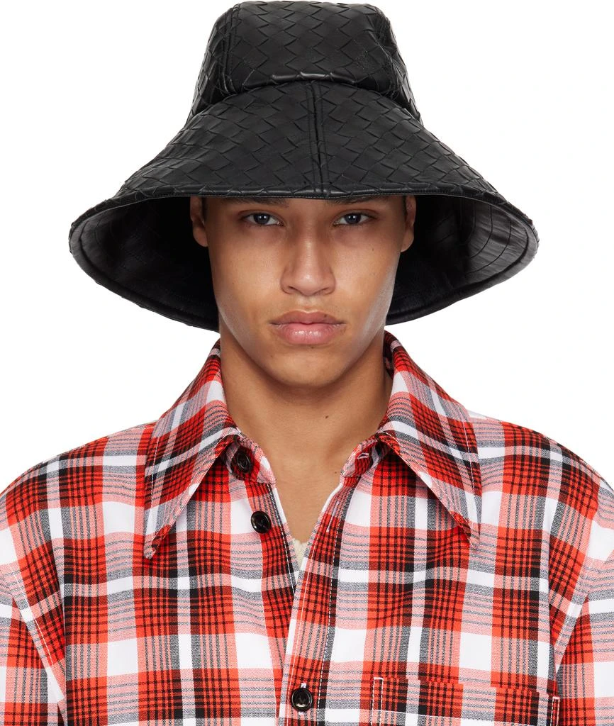 Bottega Veneta Black Intrecciato Leather Bucket Hat - Hats  display picture 1