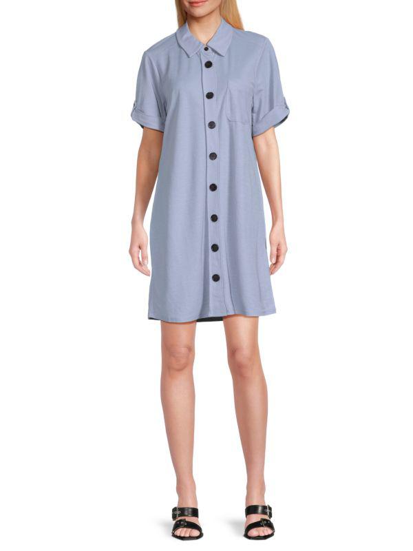 Bobeau Elbow Sleeve Mini Shirtdress