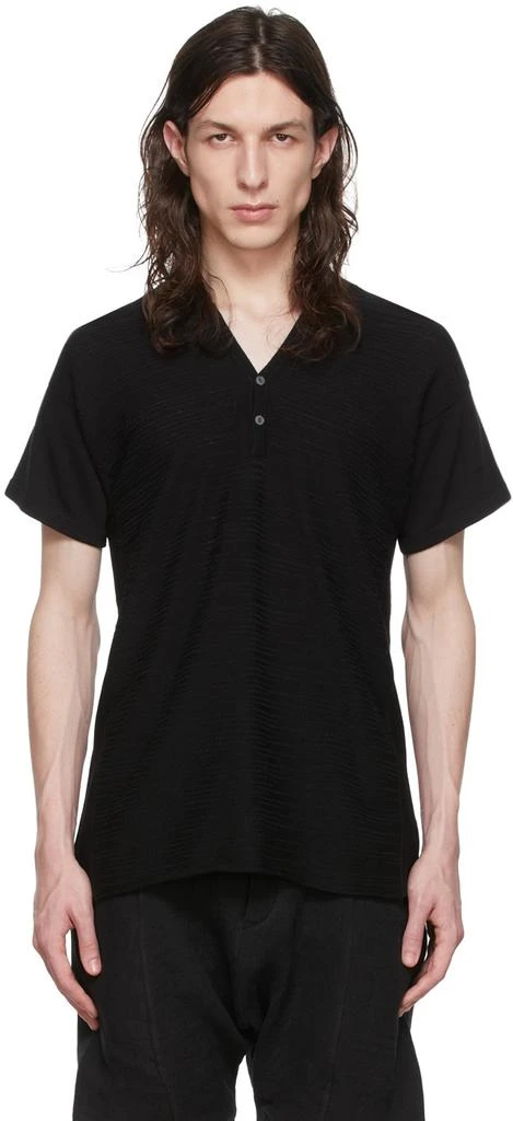Label Under Construction Black Cotton Henley 1