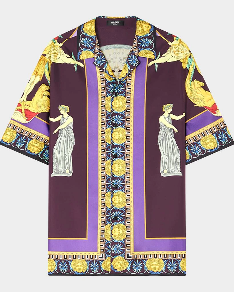 Versace Men
s Hall of Statues Silk Short-Sleeve Shirt 1