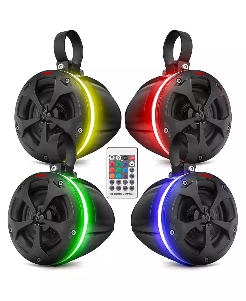 Pyle 4” Waterproof Off-Road Speakers, 800 Watt, RGB Lights, Remote Control (2 Pairs)