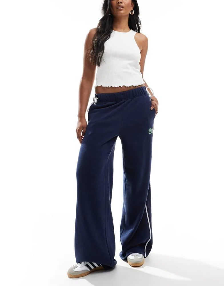 PacSun Pacsun classic wide leg track trousers in navy 3