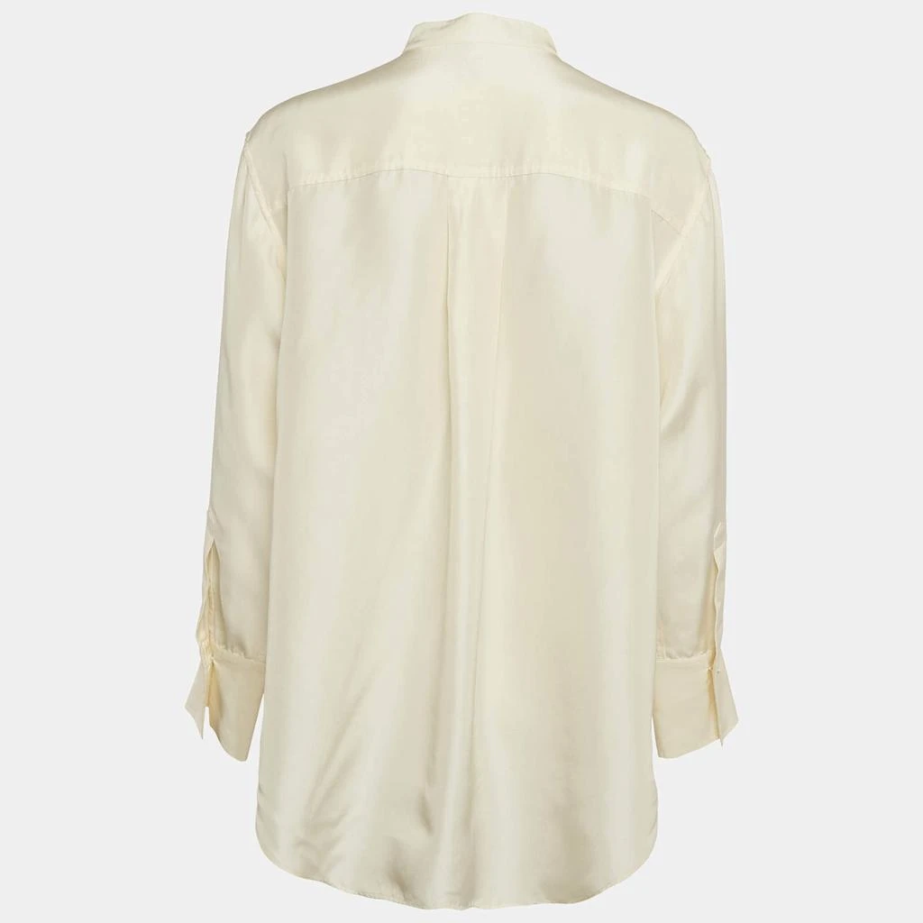 Totême Toteme Cream Silk Pleated Long Sleeve Shirt M 2