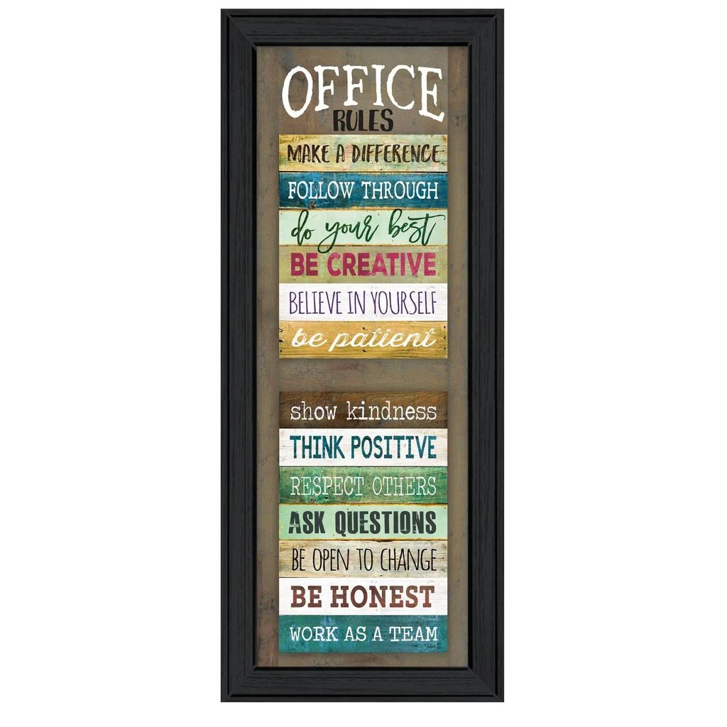 Hivvago Office Rules 5 Black Framed Print Wall Art 2