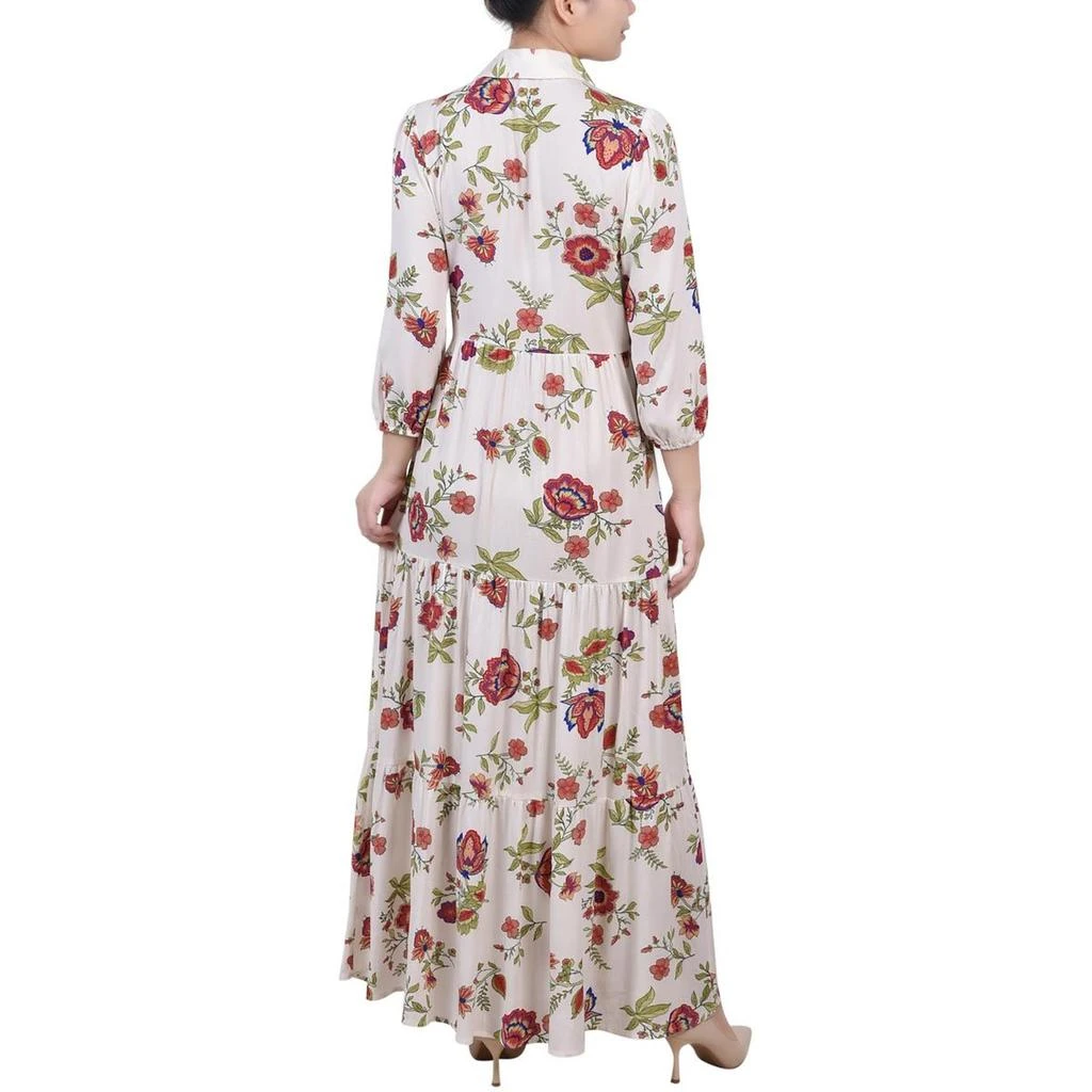 NY Collection Petites Womens Crinkle Tiered Maxi Dress 2