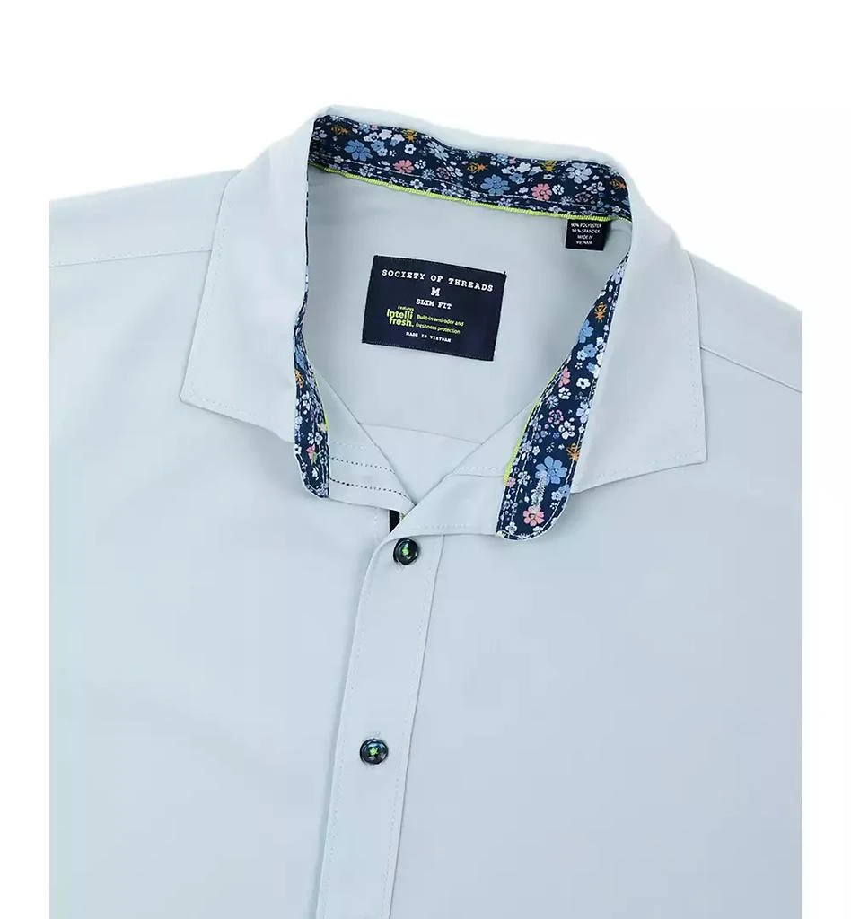 Society of Threads Men's Regular Fit Non-Iron Performance Stretch Solid Button-Down Shirt 4