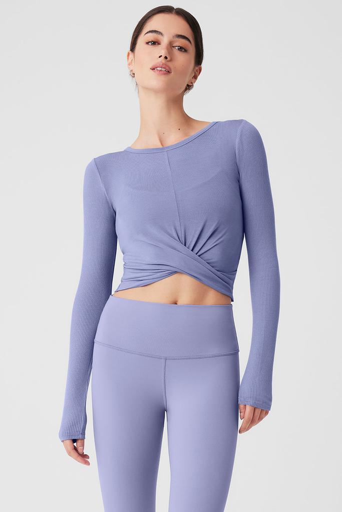 Alo Cover Long Sleeve Top - Lilac Blue - Outdoor Clothing - Free