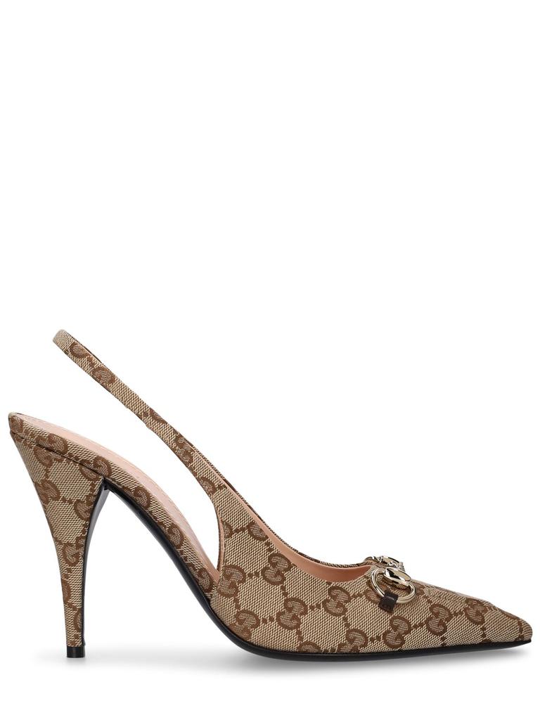 GUCCI 105mm Gg Canvas Slingback Pumps