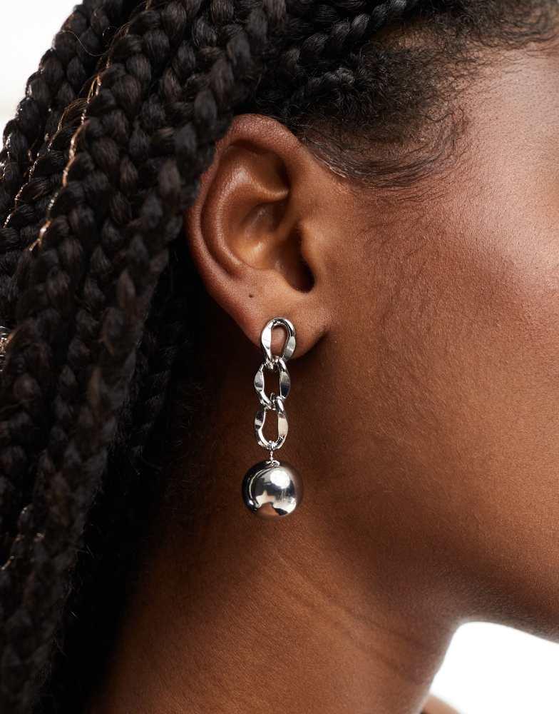 8 Other Reasons 8 Other Reasons chain drop ball earrings in rhodium plated