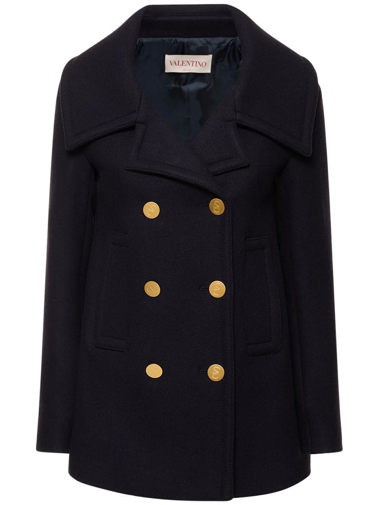 VALENTINO Double Breast Wool Caban Short Coat