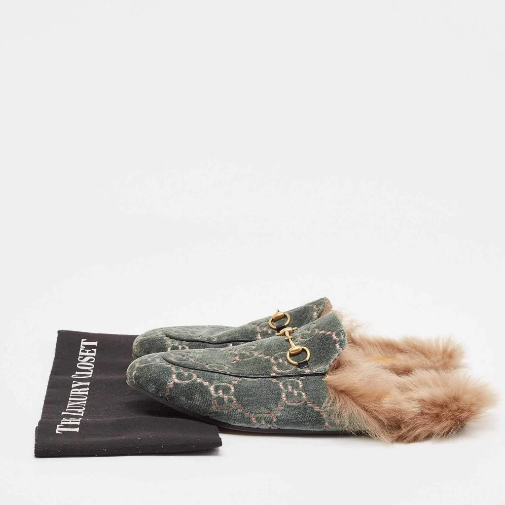 Gucci Gucci Green/Beige Fur and Velvet Princetown Mules Size 42 9