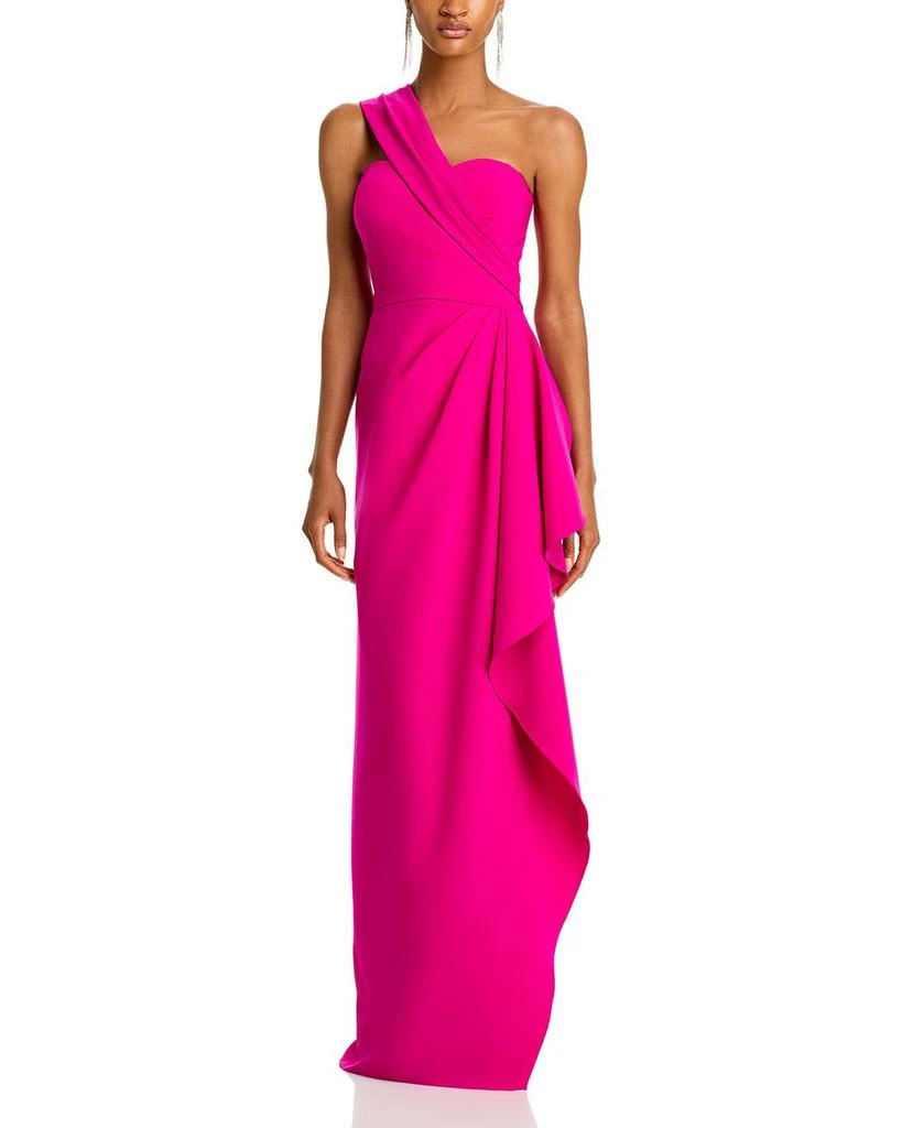 Teri Jon One Shoulder Side Drape Gown 1