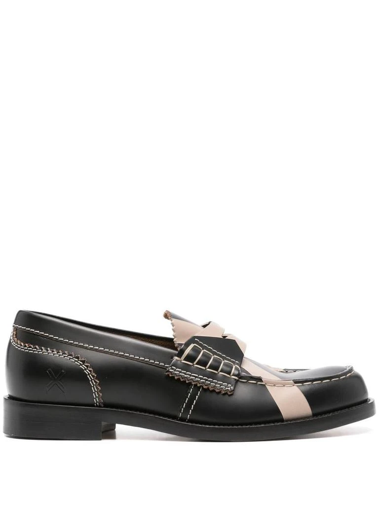 College College Cross-Print Leather Loafers 1