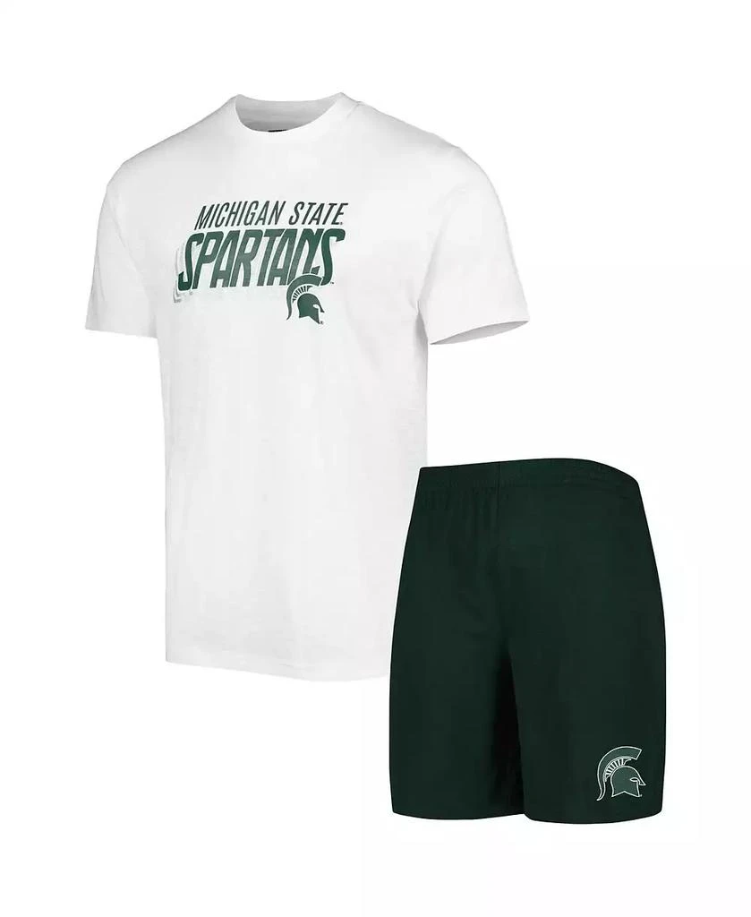 Concepts Sport Men
s Green, White Michigan State Spartans Downfield T-shirt and Shorts Set