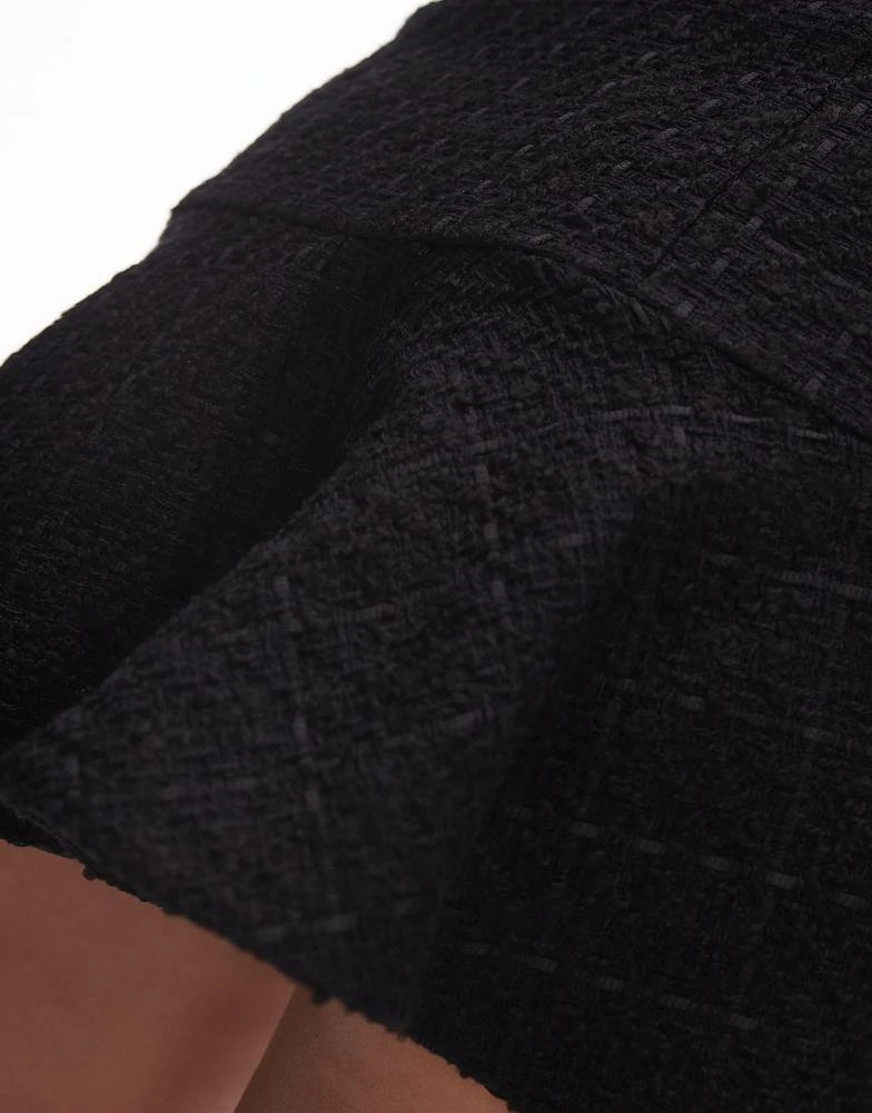 & Other Stories & Other Stories mini skirt with fluted hem in black pane check 5