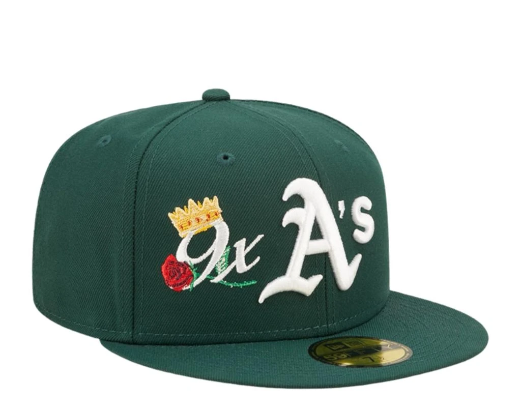New Era 59Fifty MLB Oakland Athletics Crown 9X Champs Green Fitted Hat 60243482 1
