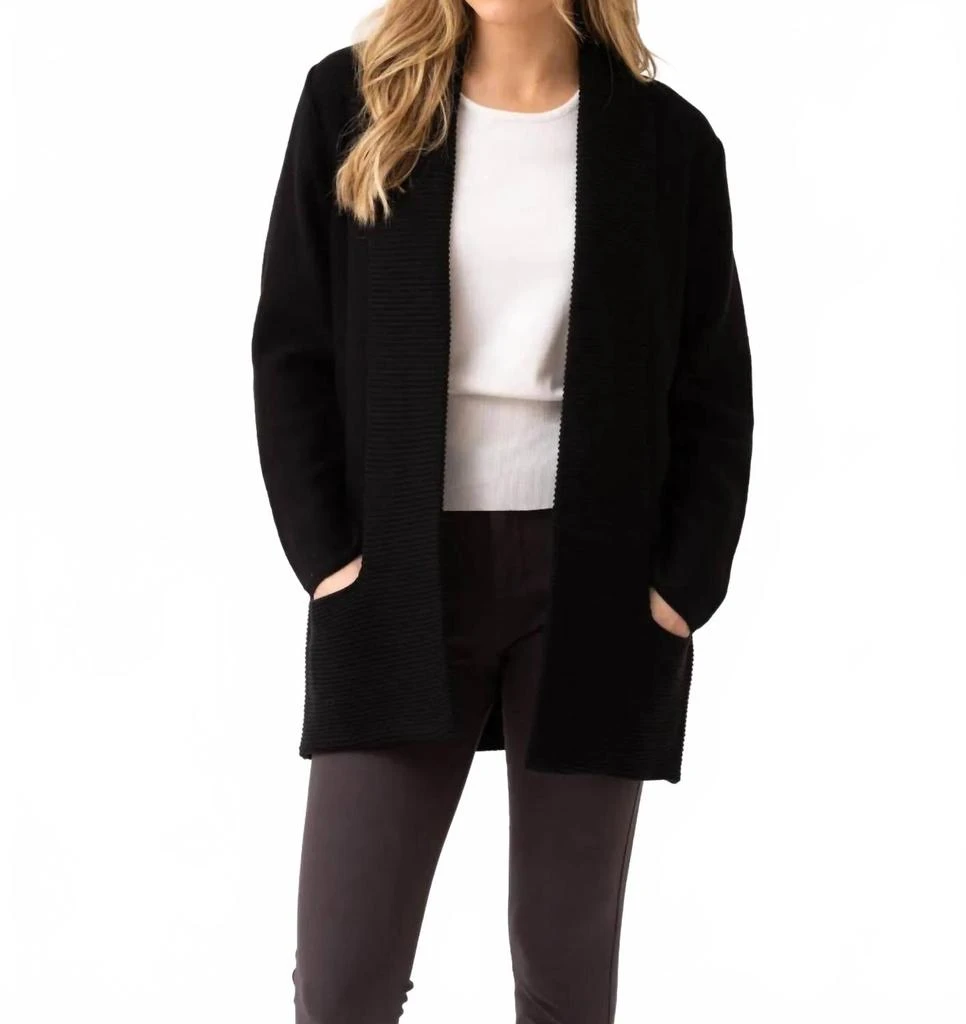 MARBLE Edge To Edge Longline Long Sleeve Cardigan In Black