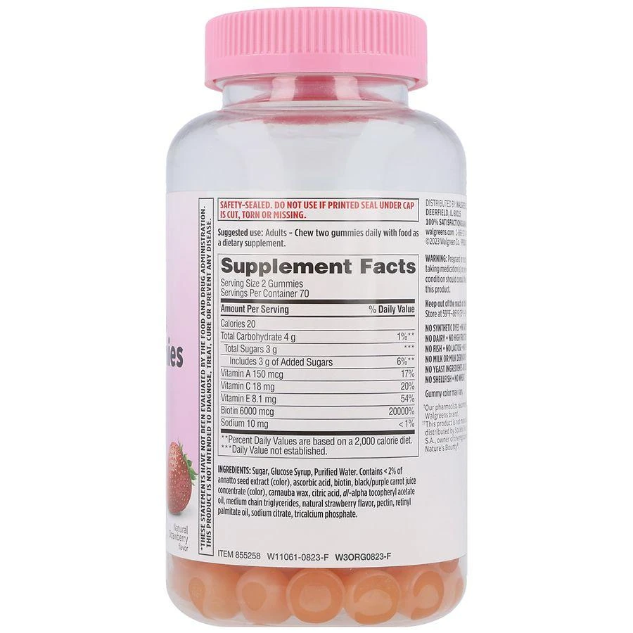 Walgreens Advanced Hair, Skin 
Nails Gummies Natural Strawberry 3