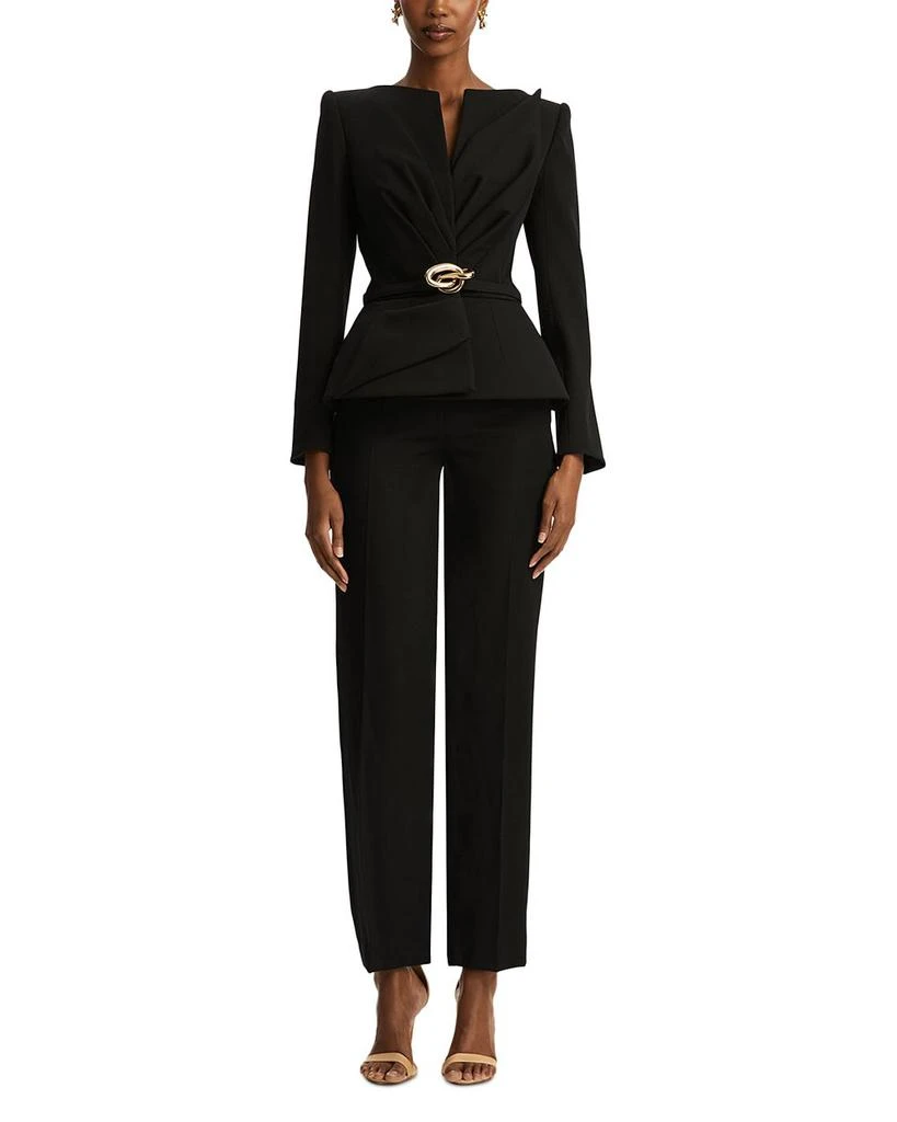 Oscar de la Renta Black Satin Bow Buckle Belt Jacket 7