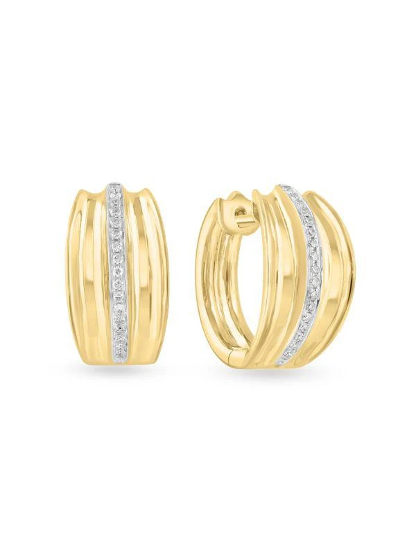 Effy 14K Yellow Gold 
0.13 TCW Diamond Huggie Earrings 2