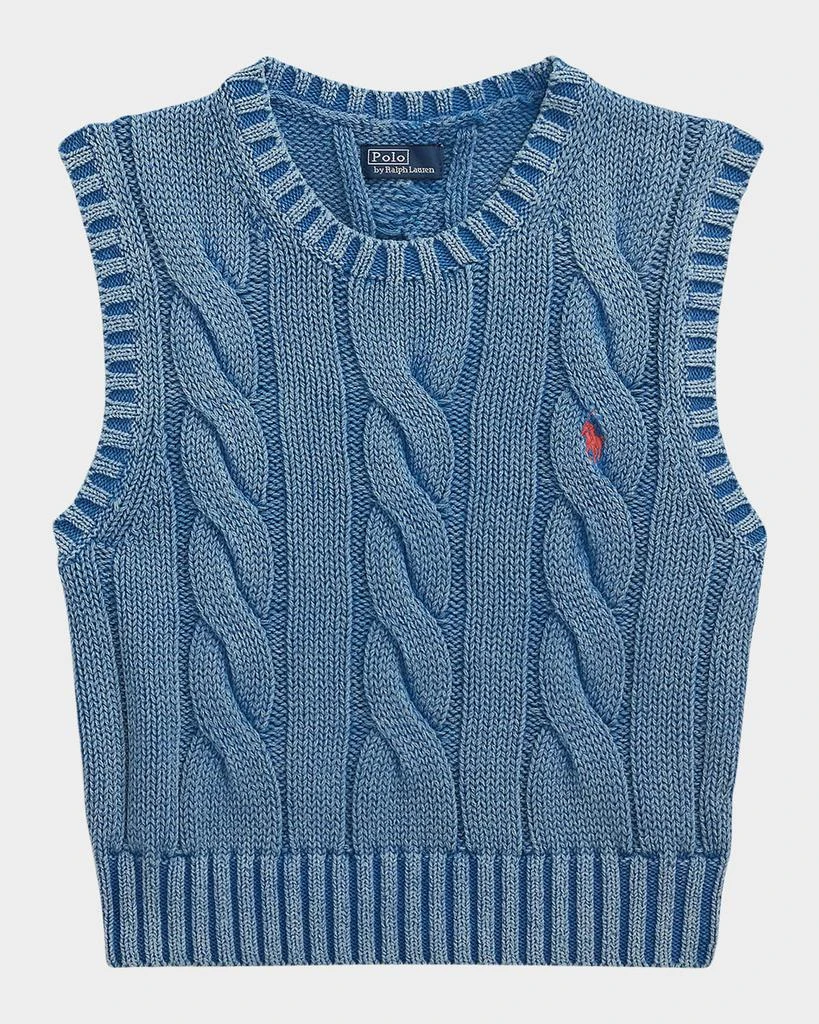 Ralph Lauren Cable-Knit Cotton Cropped Sweater Vest 1