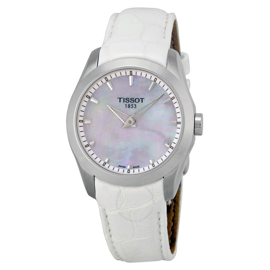 Tissot Couturier Grande Mother of Pearl Dial White Leather Ladies Watch T0352461611100 1