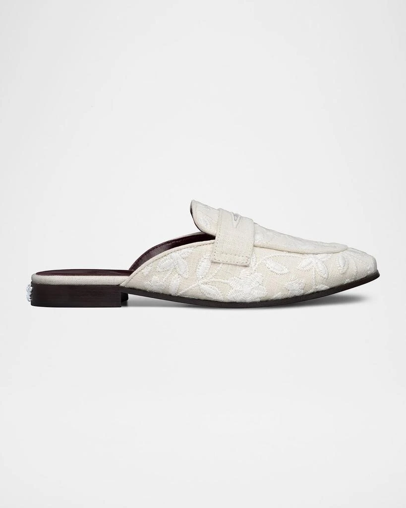 Bougeotte Embroidered Flowers Loafer Mules