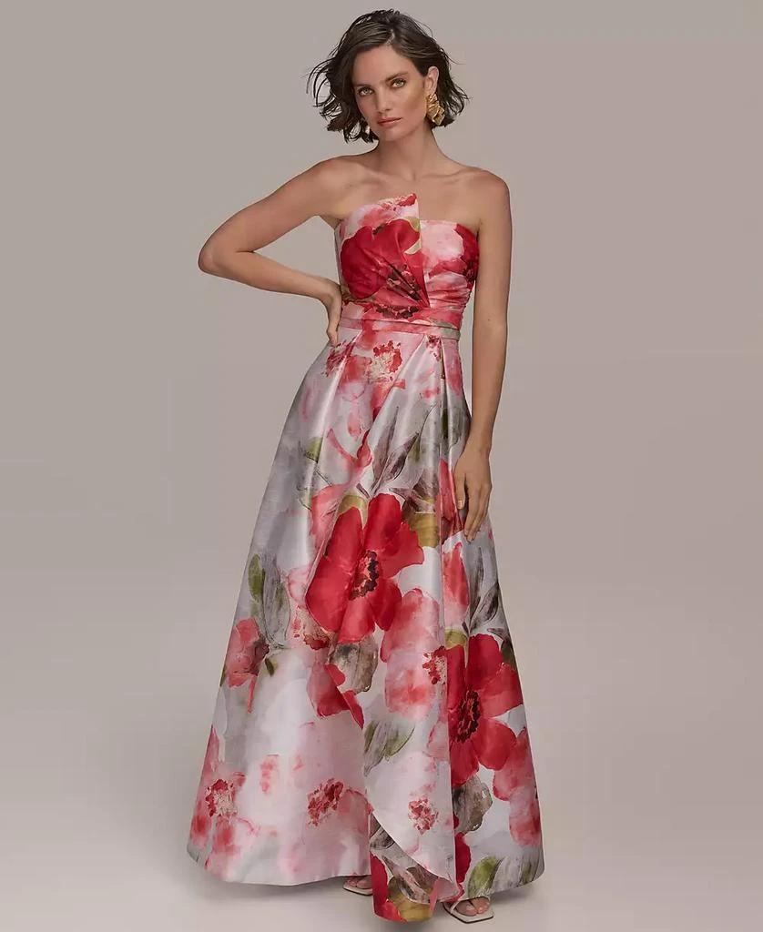 Donna Karan Women's Floral Print Strapless Gown 1