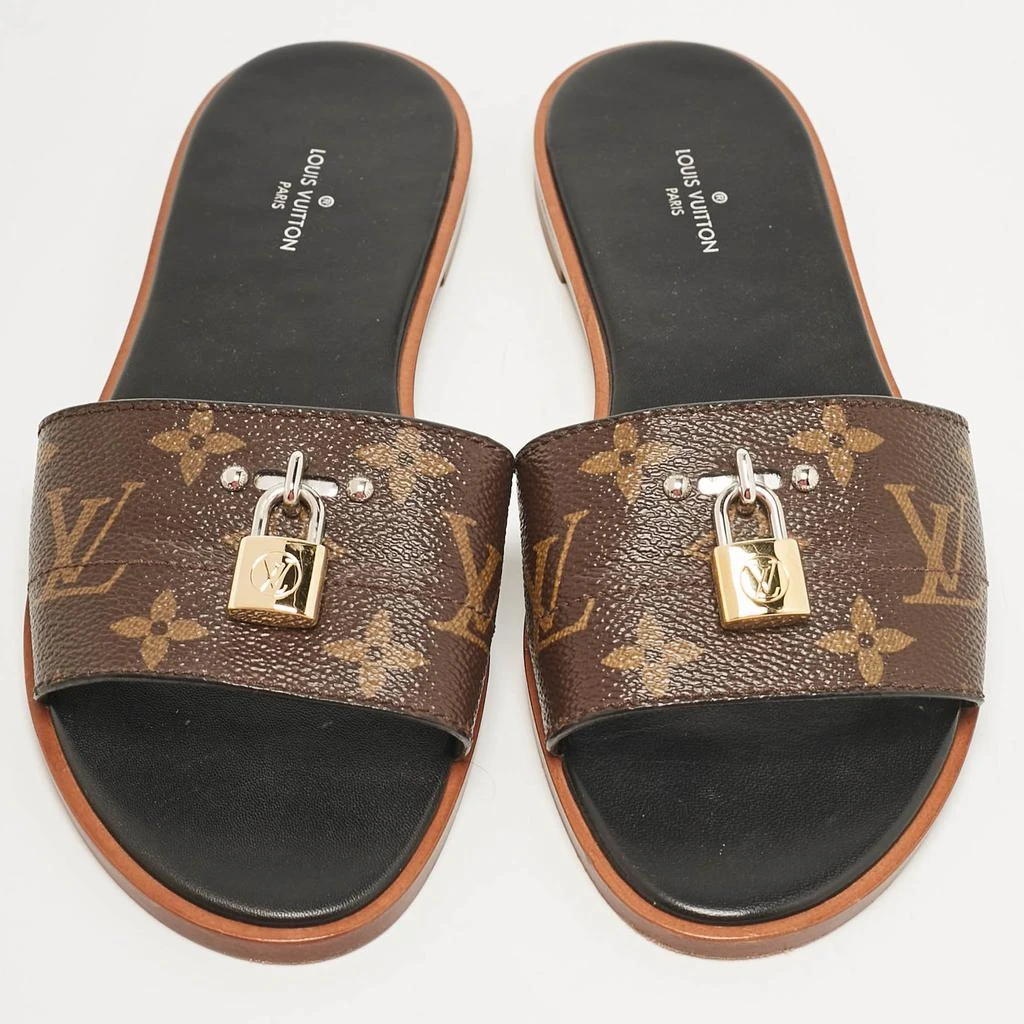 Louis Vuitton Louis Vuitton Brown Monogram Canvas Lock It Flat Slides Size 37 3