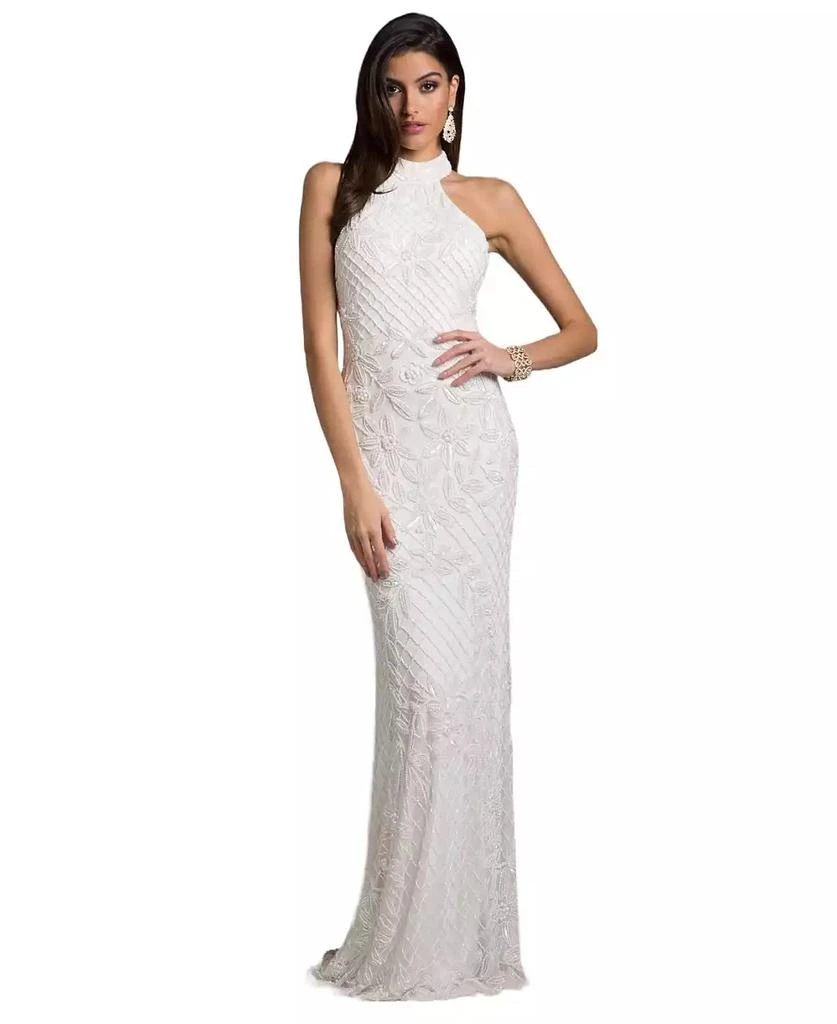 white christmas dresses Ivory Sheer Lace Corset Bodice Maxi Dress main image 1