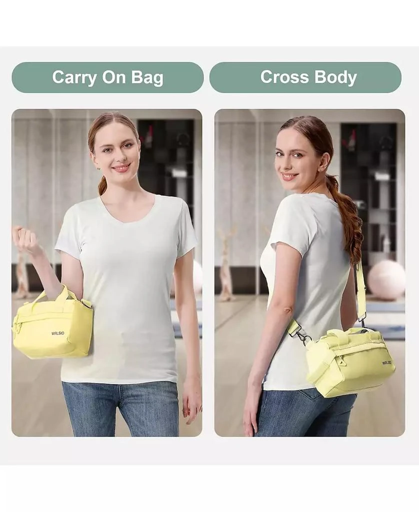 Urbanmax Small Gym Bag 9 inch, Mini Duffle Bag with Adjustable Strap, Lightweight Carry On Sport Bag for Women Girls (Light Yellow) 6