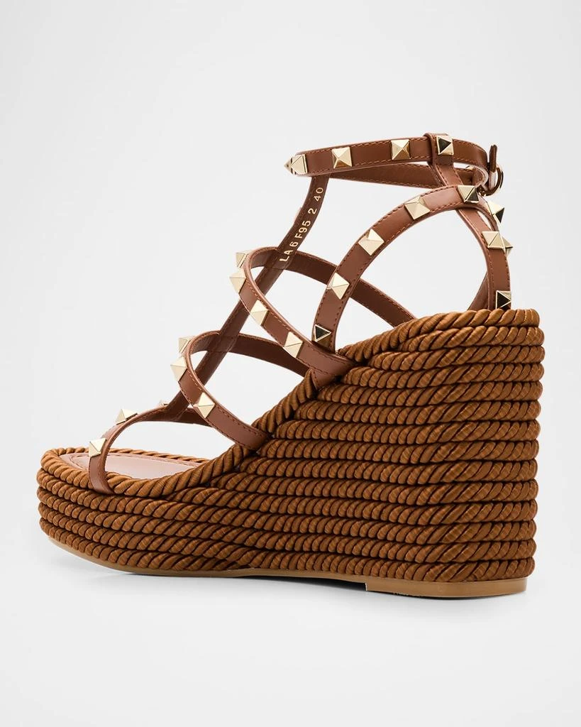 Valentino Rockstud Leather Wedge Espadrille Sandals 4