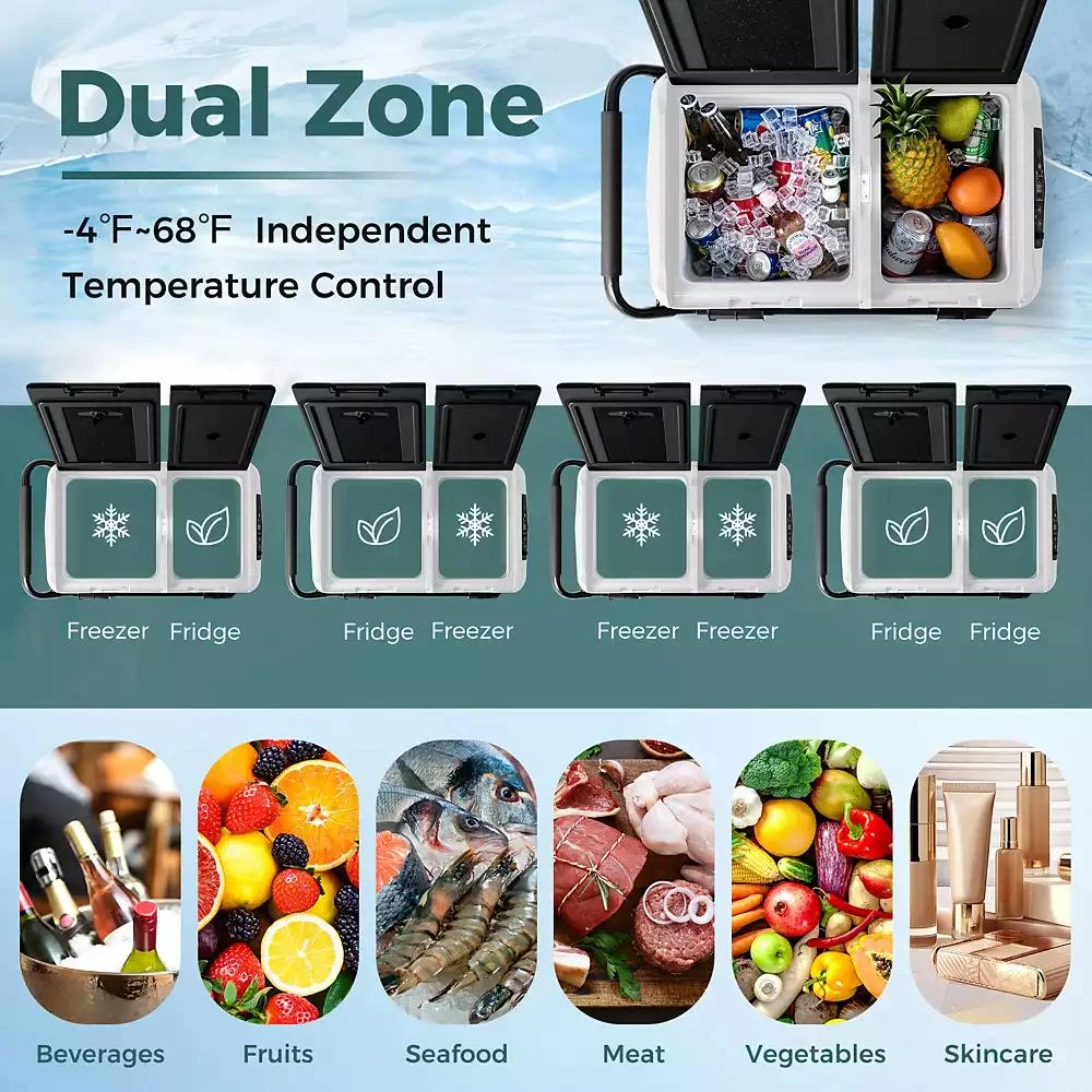 GOUUN Dual Zone 12V Car Refrigerator for Vehicles Camping Travel Truck RV Boat Outdoor and Home Use-Black 10