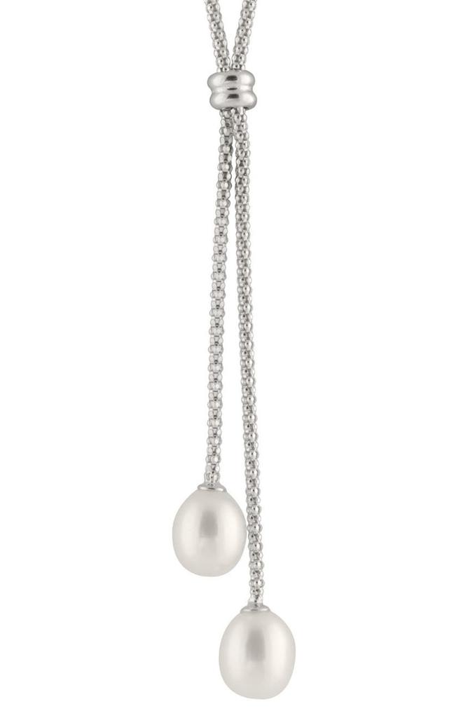 SPLENDID PEARLS White 7.5-8mm Cultured Freshwater Double Pearl Dangle Necklace