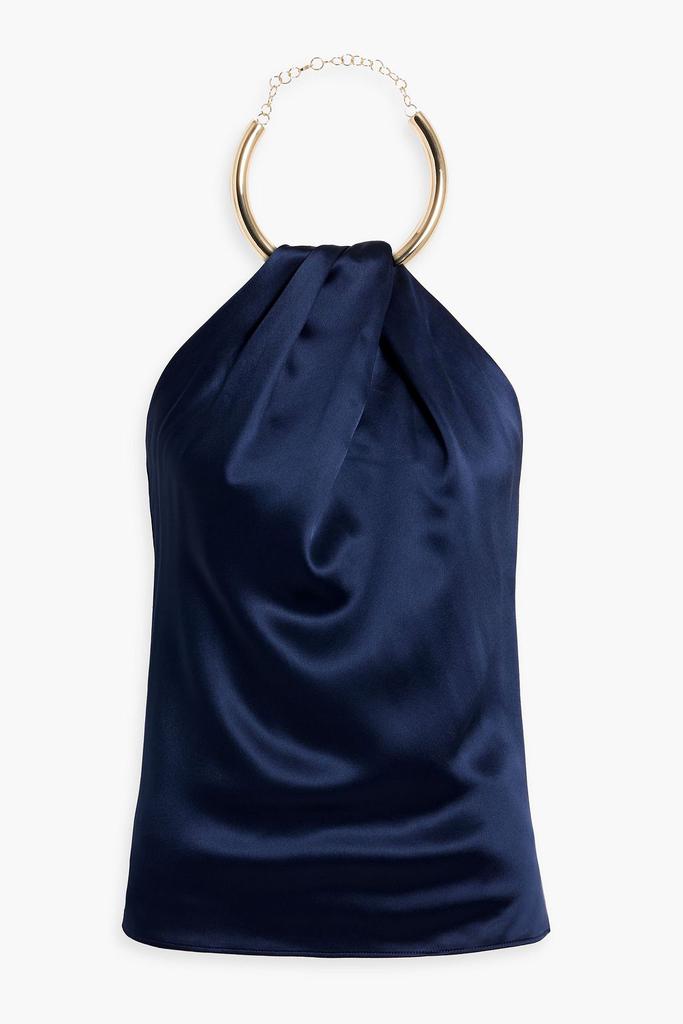 NICHOLAS Draped satin halterneck top