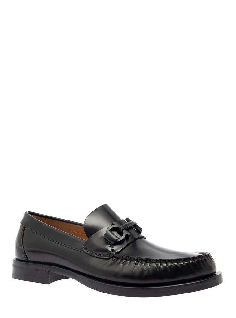 Salvatore Ferragamo 'Fort' Black Slip-On Loafers With Gancini Detail In Brushed Leather Man 3