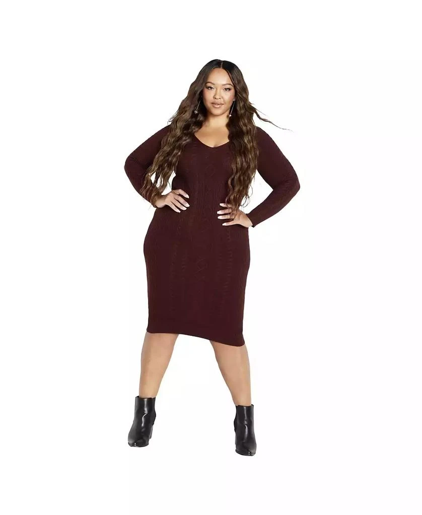 Avenue Women's Plus Size Riley Sweater Dress - Cabernet
