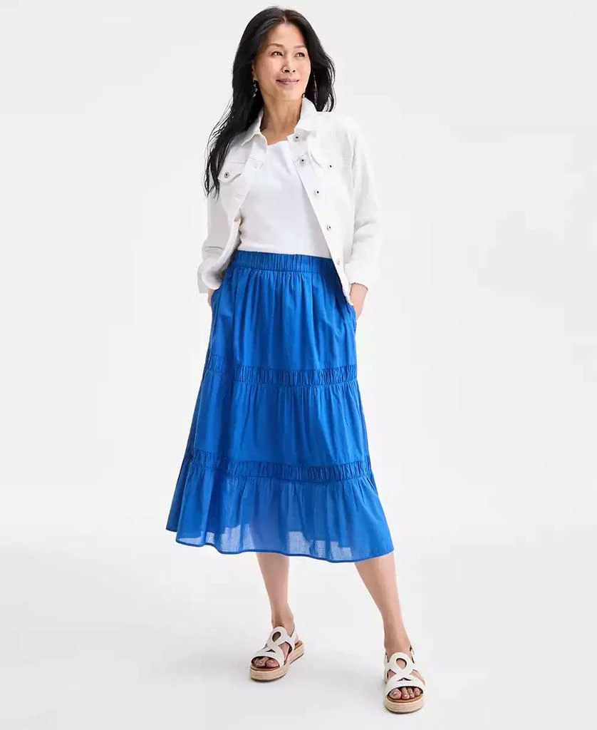 Style & Co Women's Cotton Lace Pull On Tiered Skirt, Exclusively at Macy's 1