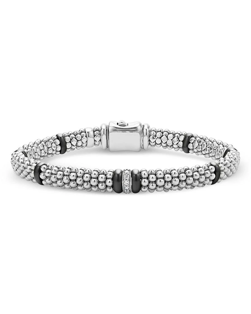 LAGOS Single Station Diamond Black Caviar Bracelet in Sterling Silver 1