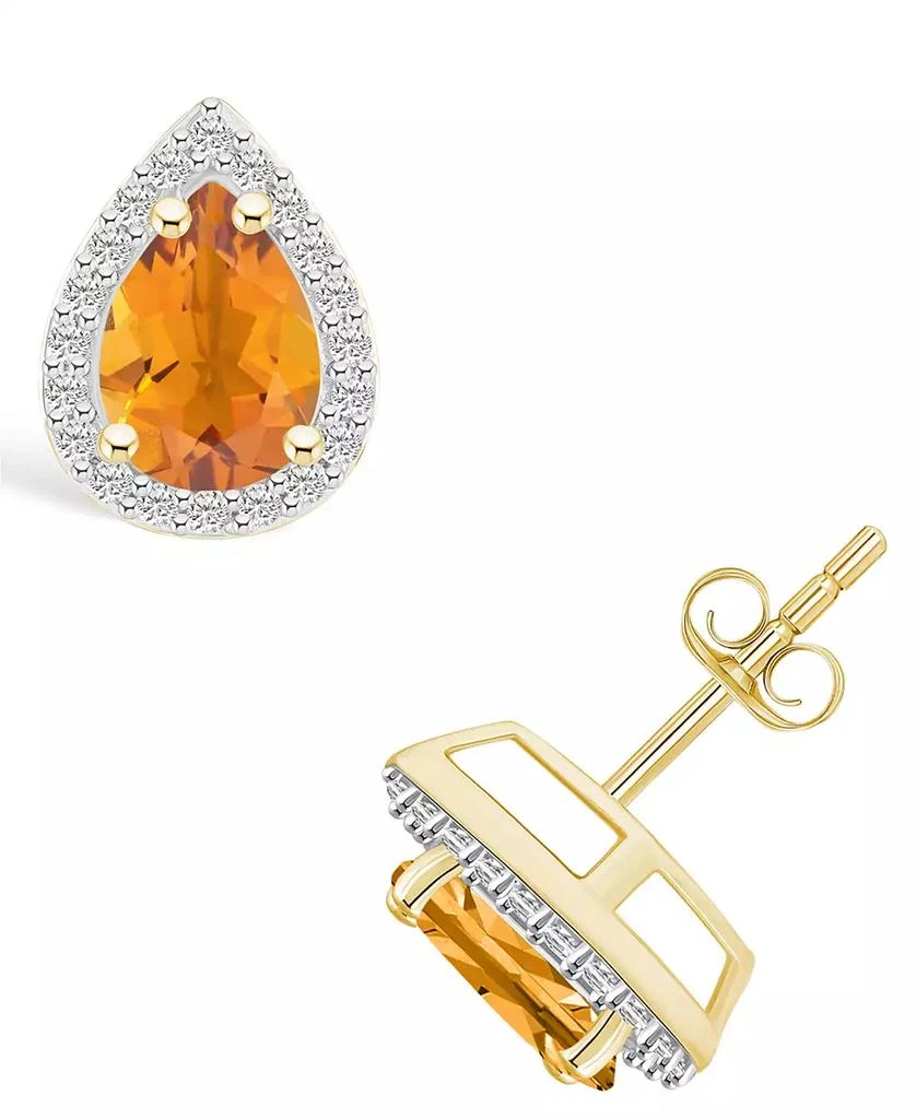 Macy
s Citrine (1-1/3 ct. t.w.) and Lab Grown Sapphire (1/5 ct. t.w.) Halo Studs in 10K Yellow Gold