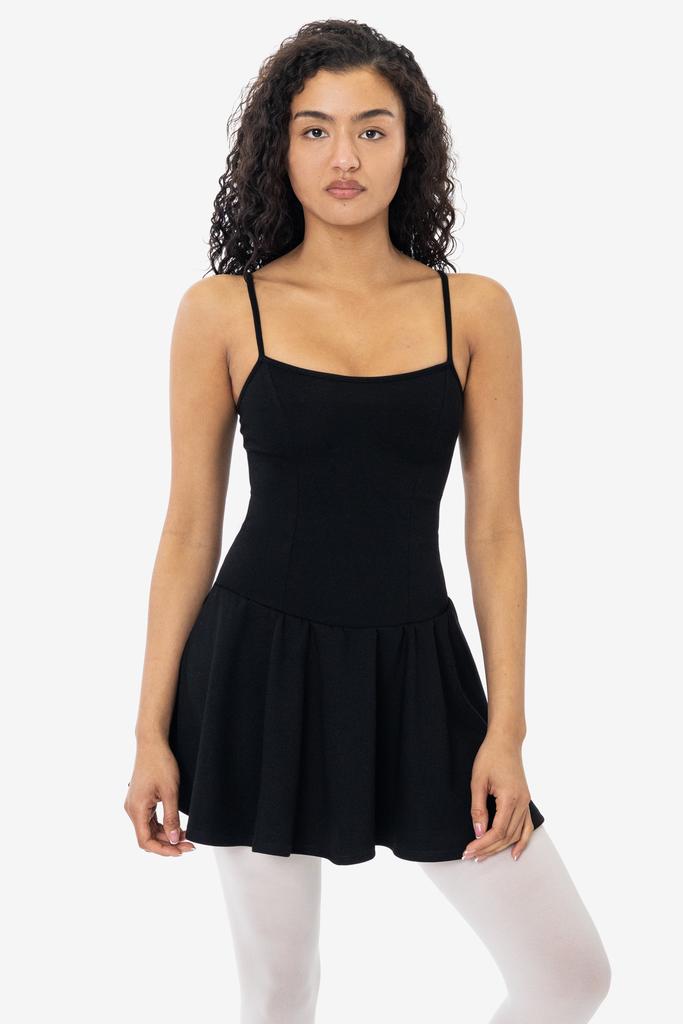 Los Angeles Apparel PON3661 - Ponte Mini Drop Waist Spaghetti Dress