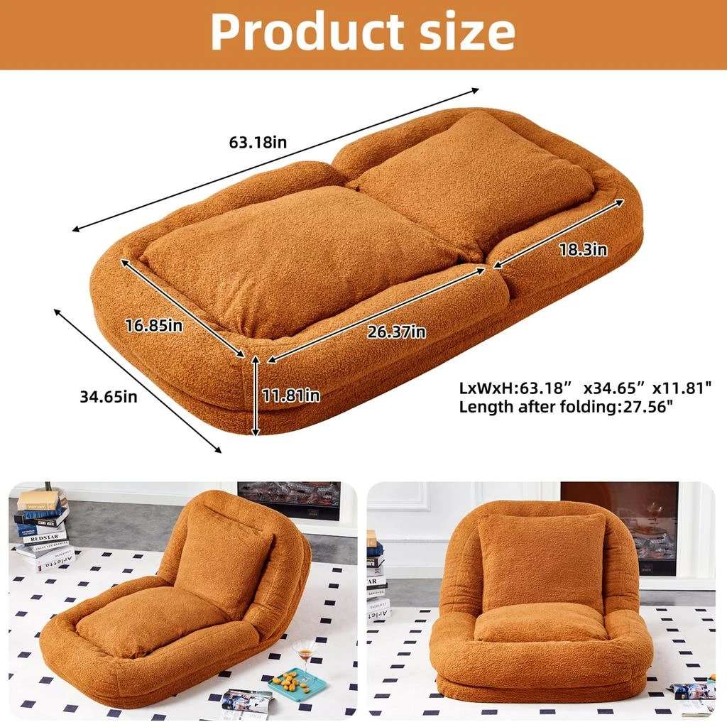 Streamdale Furniture Streamdale Folding Plush Floor Lounge Chair - Adjustable 3